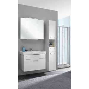 Pelipal Quickset 312 Badmöbel-Set, 4-teilig, weiß glänzend mit Spiegelschrank und Hochschrank.