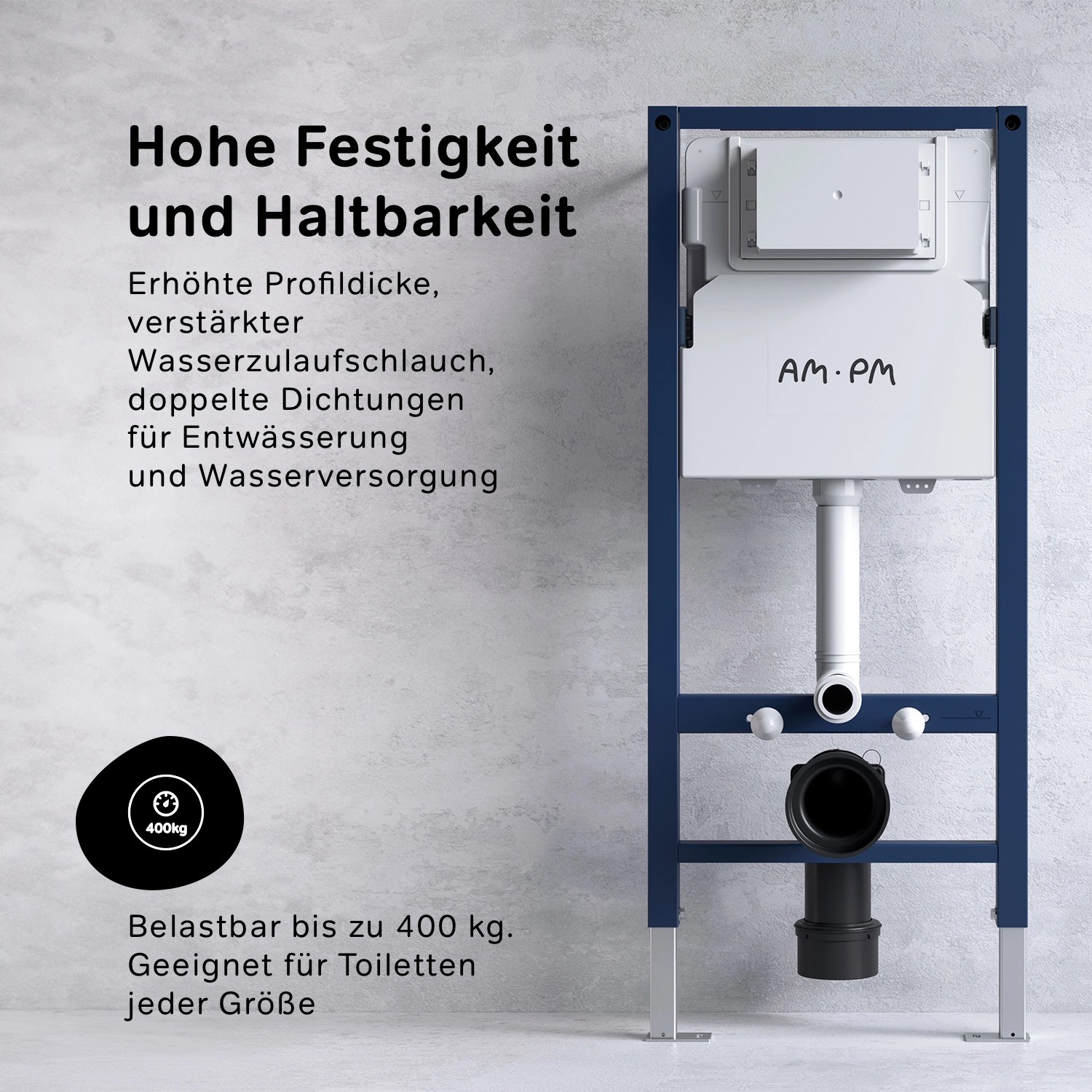 AM.PM WC-Set: Vorwandelement mit Spülkasten für Wand-WC Toilette, hohe Festigkeit.