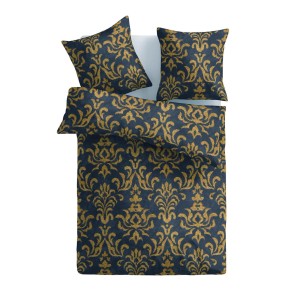 Bestlivings Satin Bettwäsche Ornament Anthrazit/Orange, 135x200 cm & 80x80 cm.