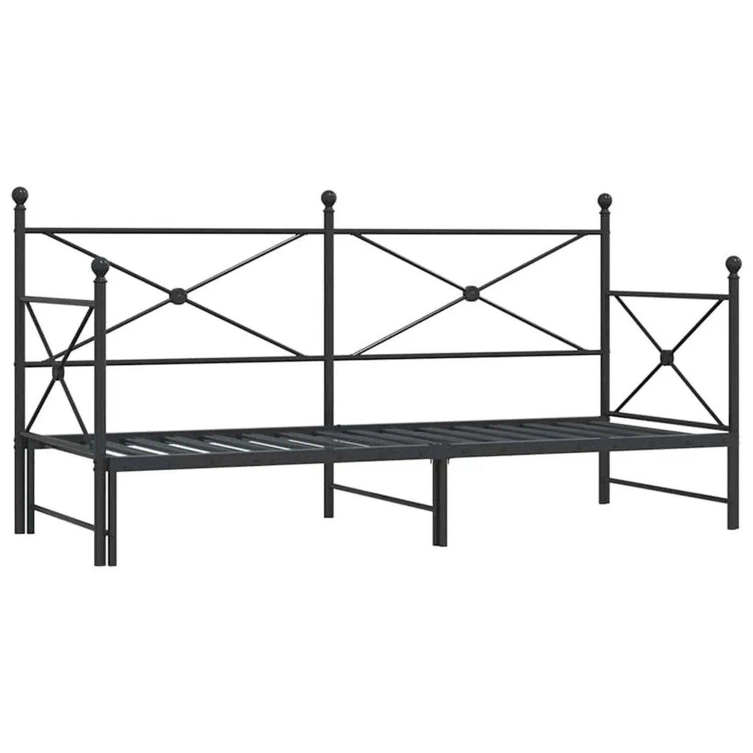 vidaXL Tagesbett Ausziehbar ohne Matratze Schwarz 75x190 cm Stahl 4104672