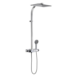 Kronenbach Duschsystem Aufputz mit Thermostat und Glasablage in Chrom.