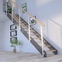 Moderne Treppe Kos mit 11 Eiche Rustik Stufen, anthrazitfarbenem Geländer und Metallwangen. FSC®-zertifiziert.