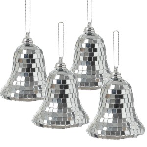 Marelida Christbaumschmuck Glocken Weihnachtsbaumschmuck Im Discokugel Look Silber 4St