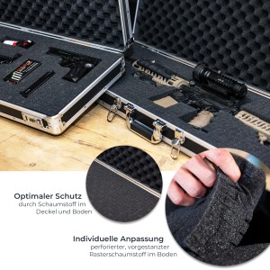 HMF 14405-02 Alu Koffer Rasterschaumstoff 117 x 36 x 12 cm Schwarz