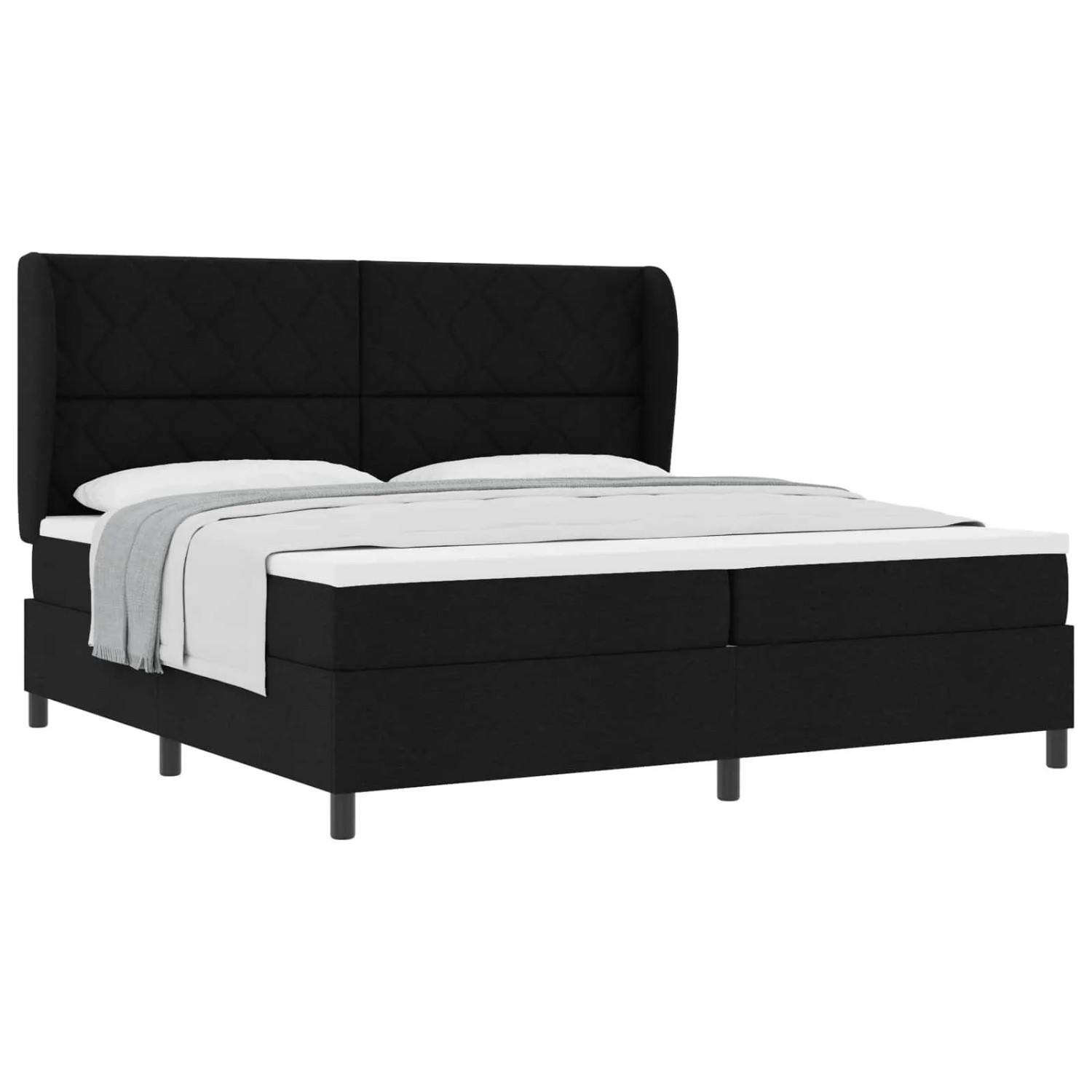 vidaXL Boxspringbett mit Matratze Schwarz 200 x 200 cm Stoff 3340650