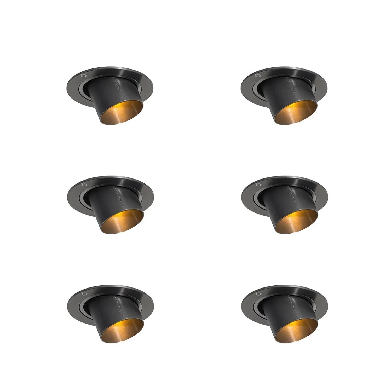 QAZQA Set mit 6 Einbaustrahlern Gunmetal GU10 35mm Rund Kippbar Installa