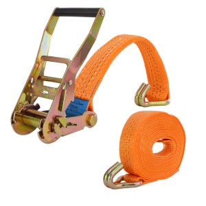 Orangefarbener TRUTZHOLM Spanngurt mit Ratsche, 6m Länge, 3000kg Zugkraft, für Autoanhänger.