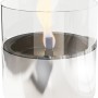 Tenderflame Tischfeuer Lilly, Deko-Kamin mit Aluminiumbasis und Glaszylinder, mit Flamme.