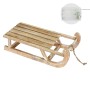 Deko Schlitten aus Holz, 50,5 cm, braun/natur mit LED, Weihnachtsdekoration.