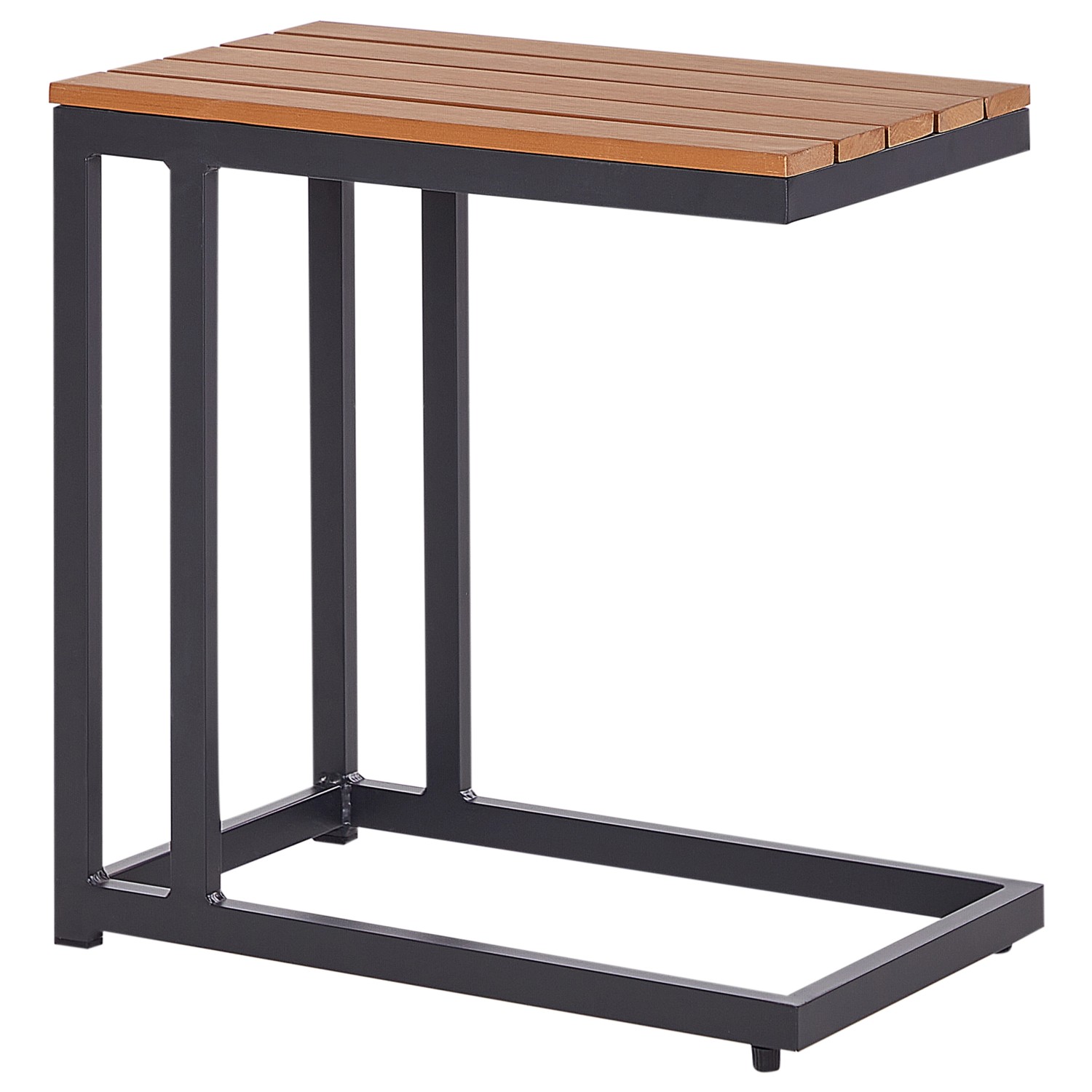 Beliani Gartentisch MESSINA Heller Holzfarbton Schwarz 60x35x59 günstig online kaufen