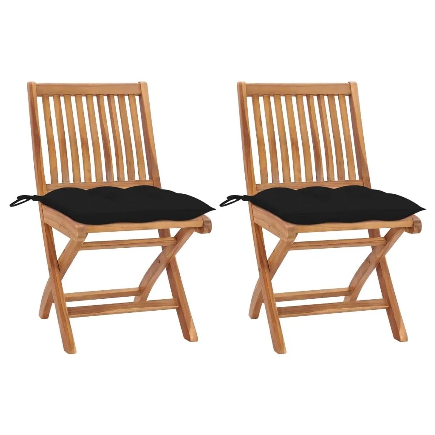 vidaXL Gartenstühle 2 Stk mit Schwarzen Kissen Massivholz Teak 3062455 günstig online kaufen