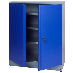 Küpper Standschrank Modell 71697, Werkzeugschrank mit Doppeltür, blau, 910 mm breit, mit Fachböden.