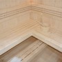Innenansicht der Home Deluxe Sauna SHADOW BIG XL aus Fichtenholz mit Zubehör.