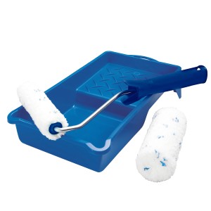 LUX Lasuren-Roller-Set, 4-teilig: Farbwanne, Bügel und 2 Mikrofaserwalzen für Dünnschichtlasuren.