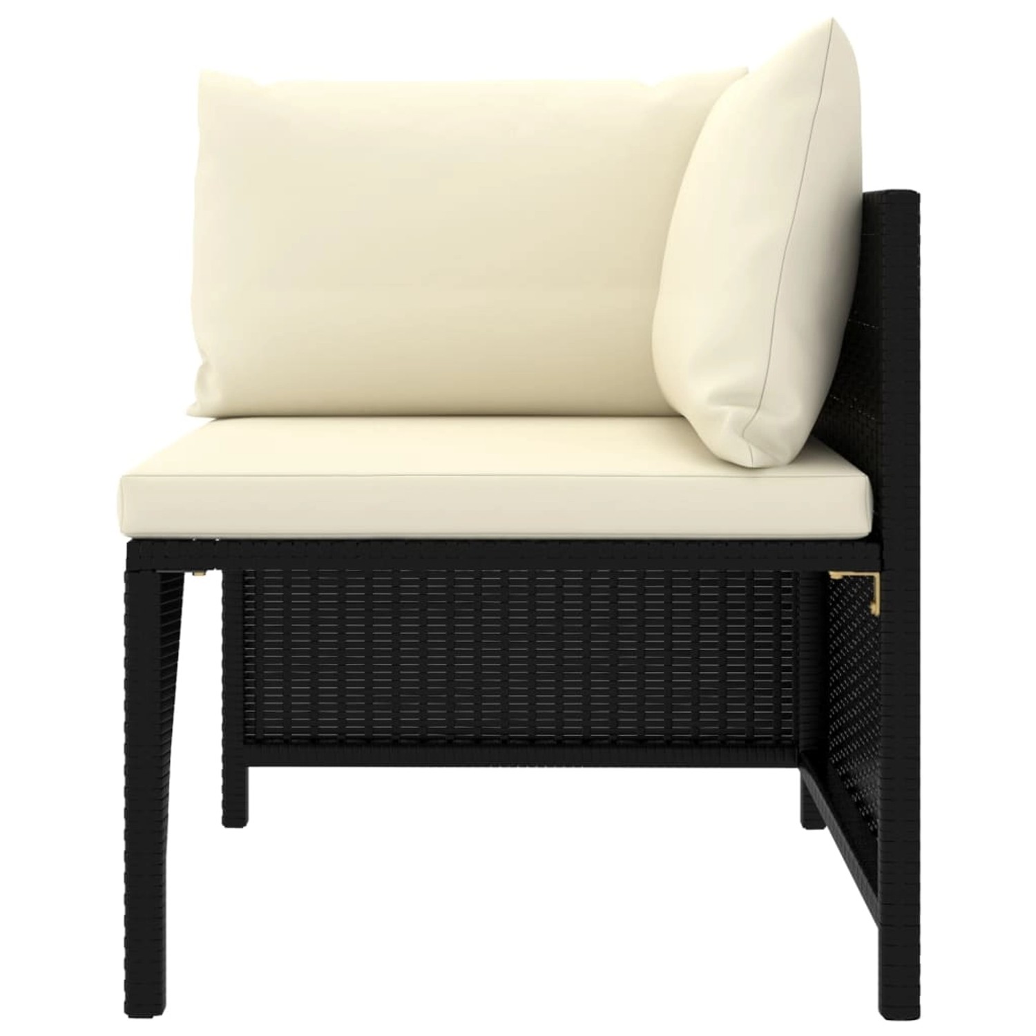 vidaXL Garten Lounge Set, 10-teilig, Poly Rattan schwarz, mit cremeweißen Kissen.