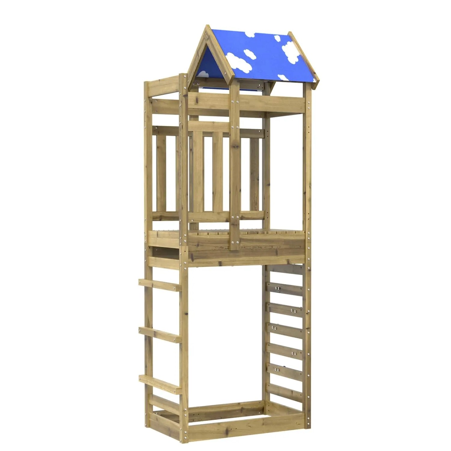 vidaXL Spielturm Braun 85 x 52,5 x 239 cm Massives Imprägniertes Holz 3417198