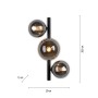 Paul Neuhaus Wandlampe Popsicle, 3-flammig, schwarz mit Amber- und Rauchgläsern.