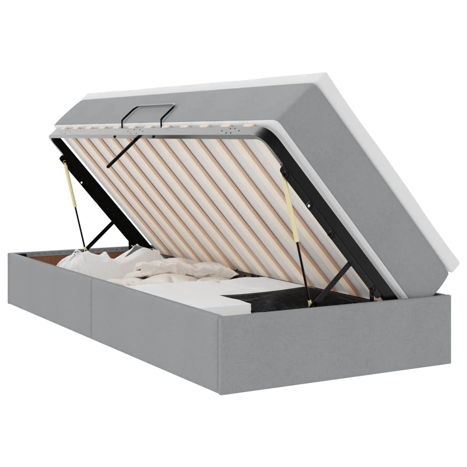 vidaXL Aufbewahrungsbett mit Matratze Hellgrau 100 x 200 cm Polyester 3370206