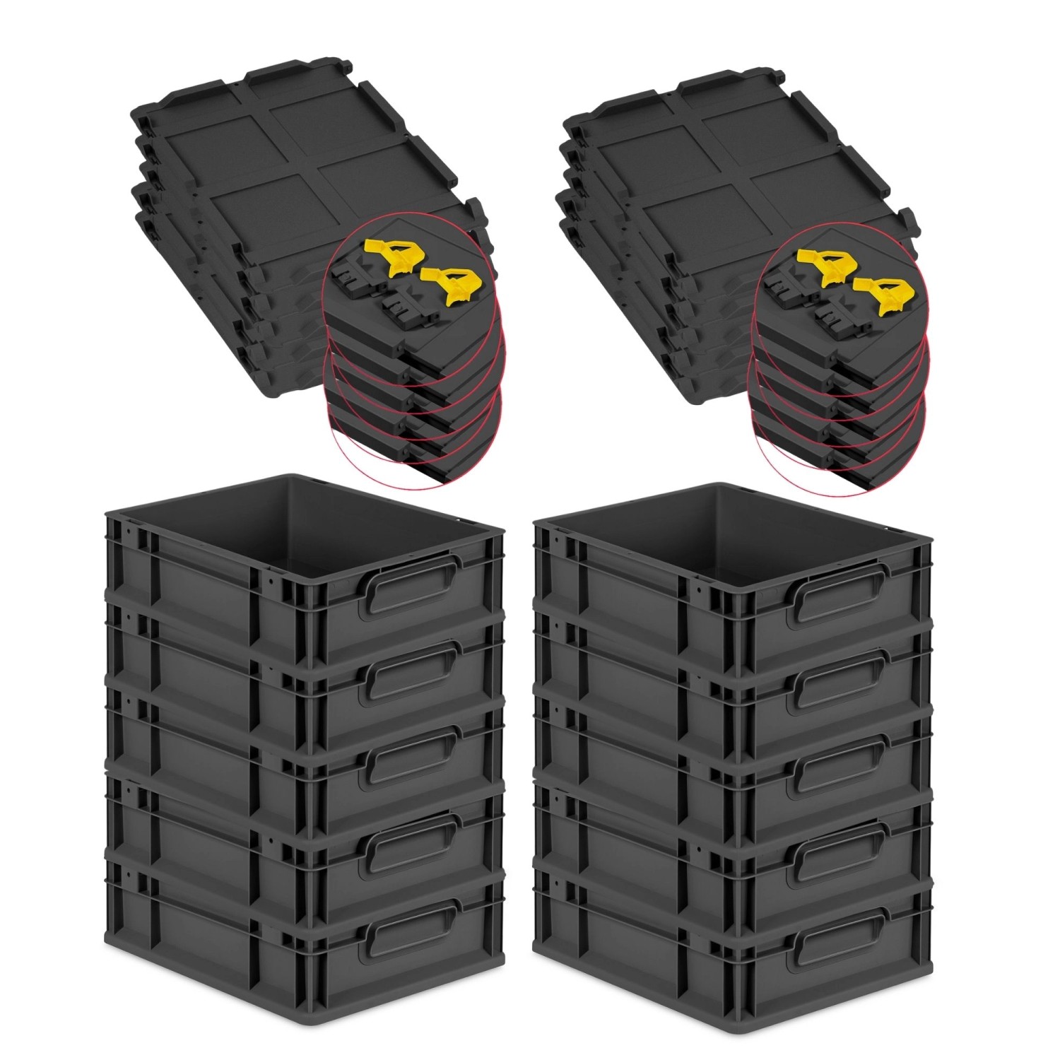 PROREGAL SuperSparSet 10x Eurobox Nextgen Grip Mit Scharnierdeckel Und Gelb günstig online kaufen