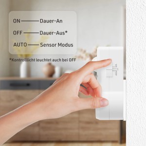Oktaplex Sia Steckdose mit Bewegungsmelder Infrarotsensor 9m Zwischenstecker Weiß