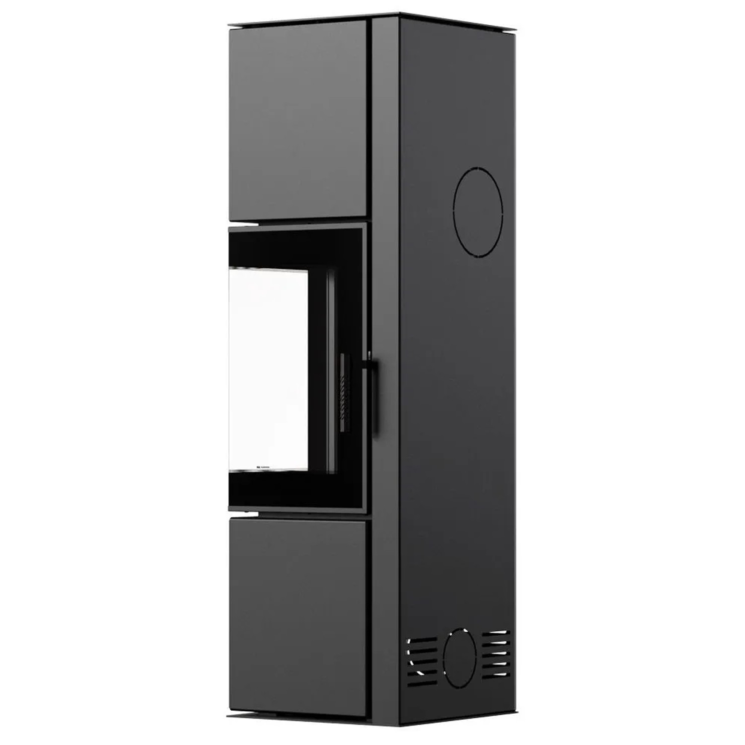 Schwarzer ILDNORD Eck-Kaminofen ODYN M mit 8 kW Leistung.