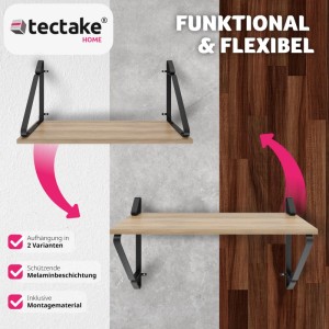 Tectake 2Er Set Wandregal Irvine Industrial Style Holz und Stahl  60 x 20 x 33 50 cm Industrial Holz Hell  Eiche Sonoma
