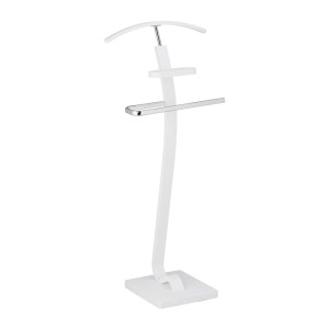 Relaxdays Herrendiener MDF Stahl Weiß Mit Hosenstange Und Ablage 112 cm x 46 cm x 32 cm 5 kg