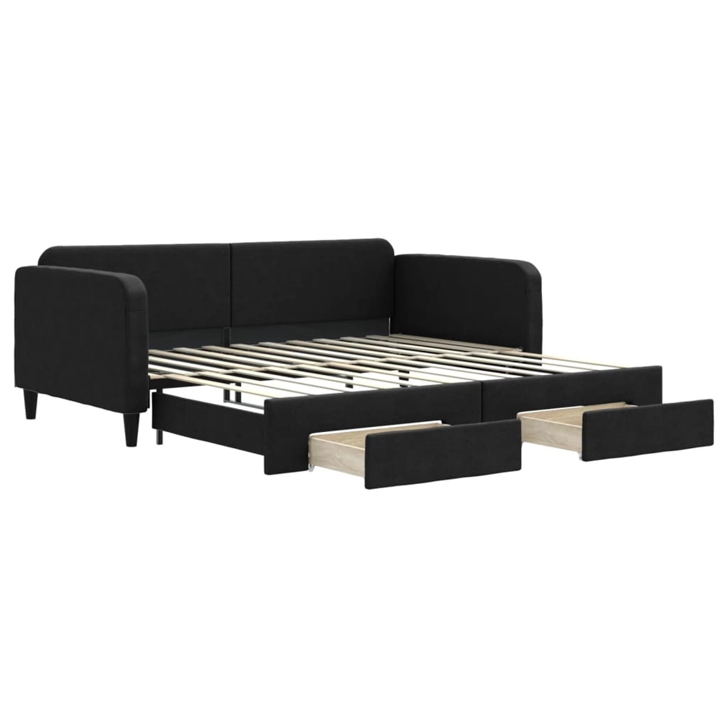 vidaXL Tagesbett Ausziehbar mit Schubladen Schwarz 100x200 cm Stoff1899731 günstig online kaufen