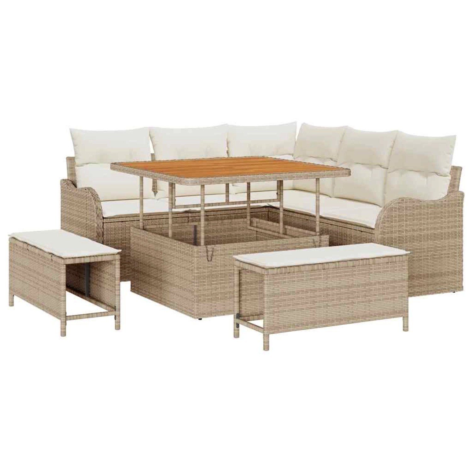 vidaXL Garten-Sofa-Set 8-Tlg Beige Poly Rattan 3362256 günstig online kaufen