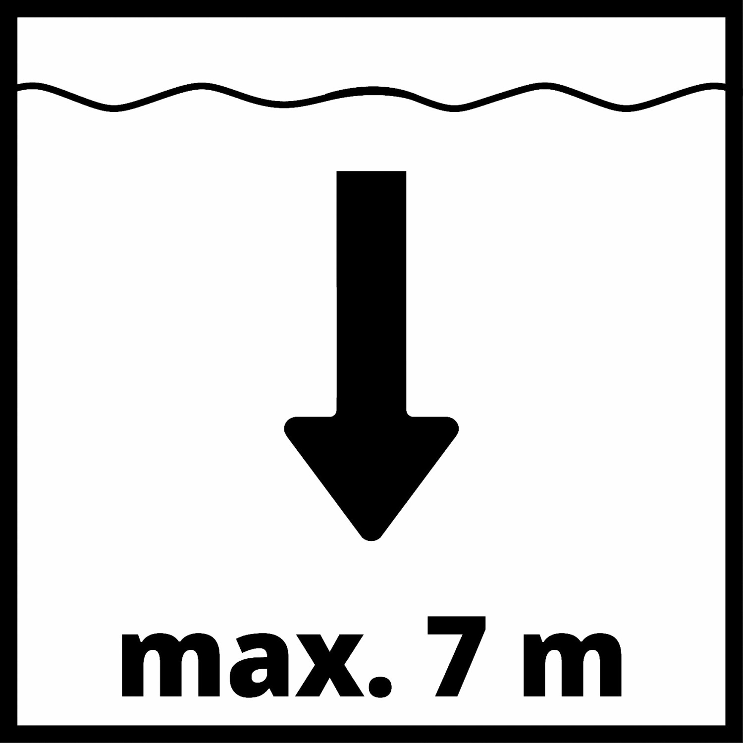 Symbol: Max. 7 m Tauchtiefe der Einhell Schmutzwasserpumpe.