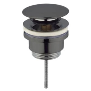 Sturotec Ablaufgarnitur Push-Open, 1 1/4 Zoll, mit Überlauf, schwarz matt.