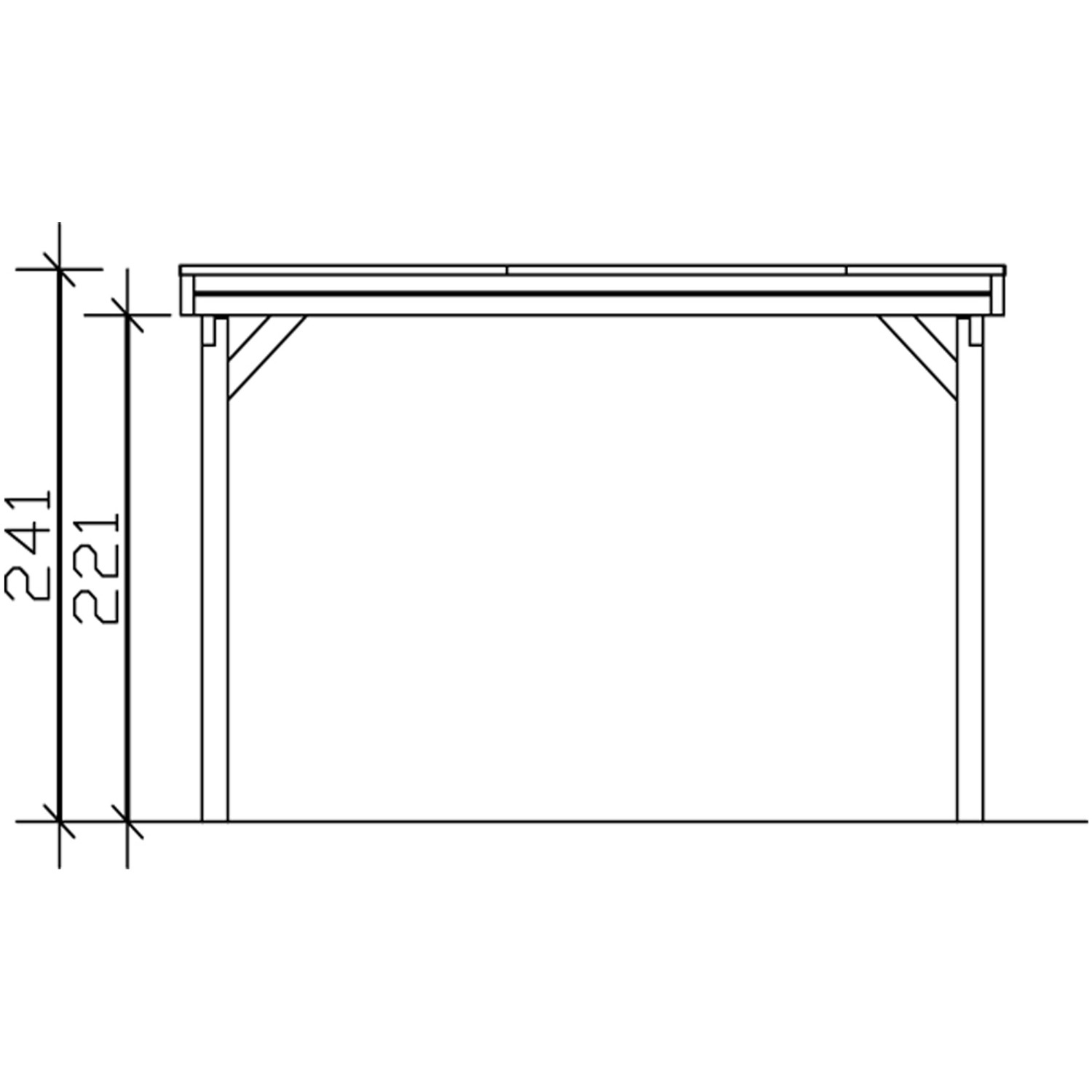 Skizze Skan Holz Carport Friesland Nussbaum mit Höhenangaben.
