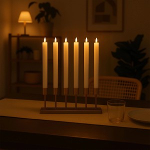Relaxdays LED Stabkerzen 6er Set Echtwachs Weiß Timer 24,5 cm x 2,2 cm