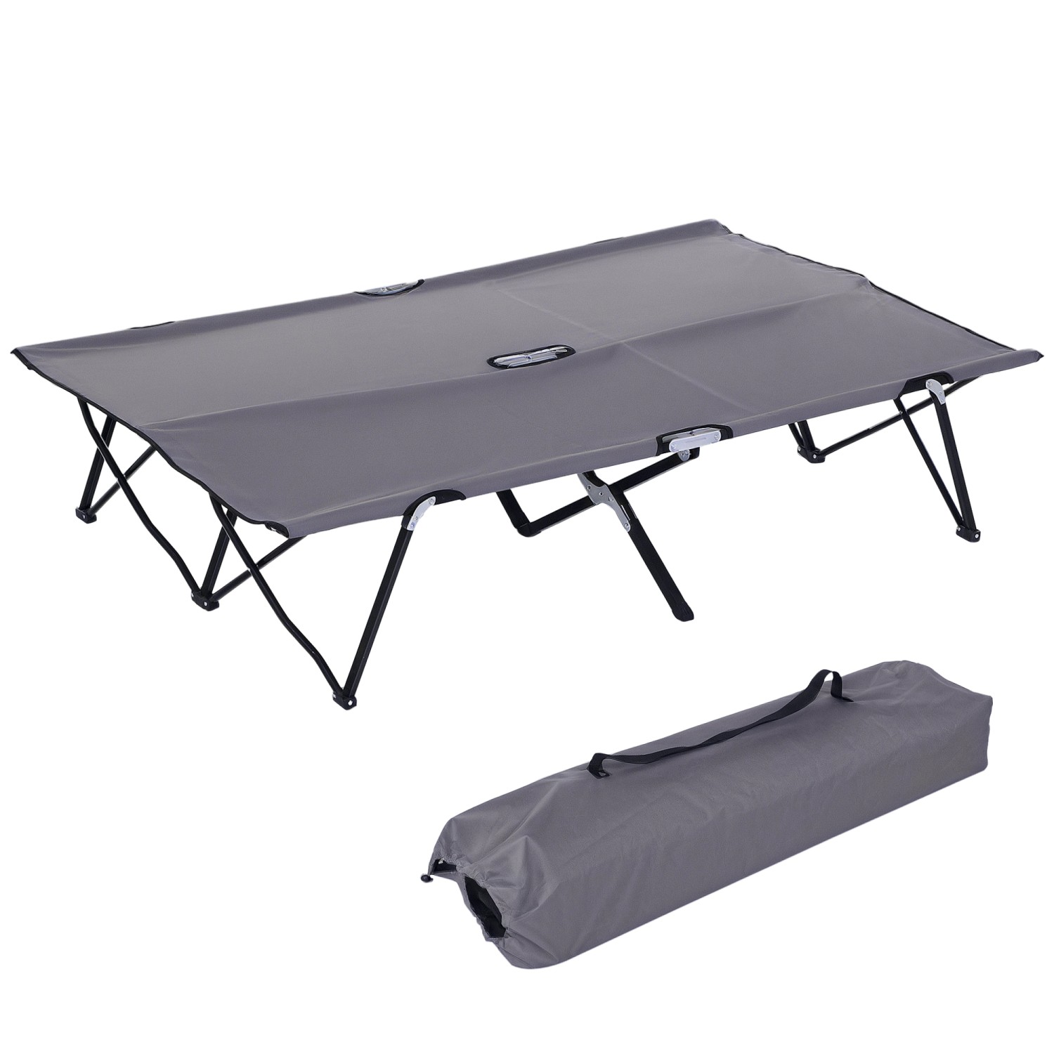 Thumbnail - Outsunny Campingbett Metall Oxfordstoff Schwarz Grau 193L x 125B x 40H cm