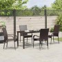 Braune 5-teilige Garten Essgruppe aus Poly Rattan von vidaXL. Gartenmöbel Set mit Tisch und vier Stühlen.