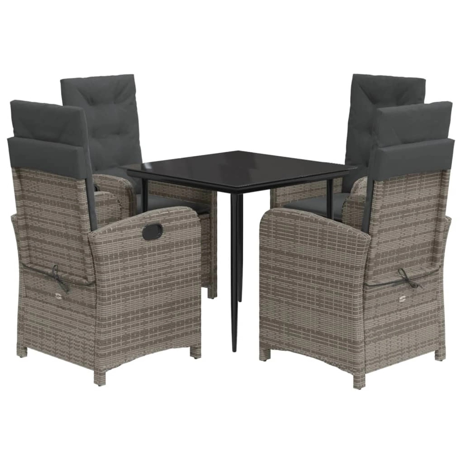 vidaXL 5-Tlg Garten-Essgruppe mit Kissen Grau Poly Rattan 3212351 günstig online kaufen
