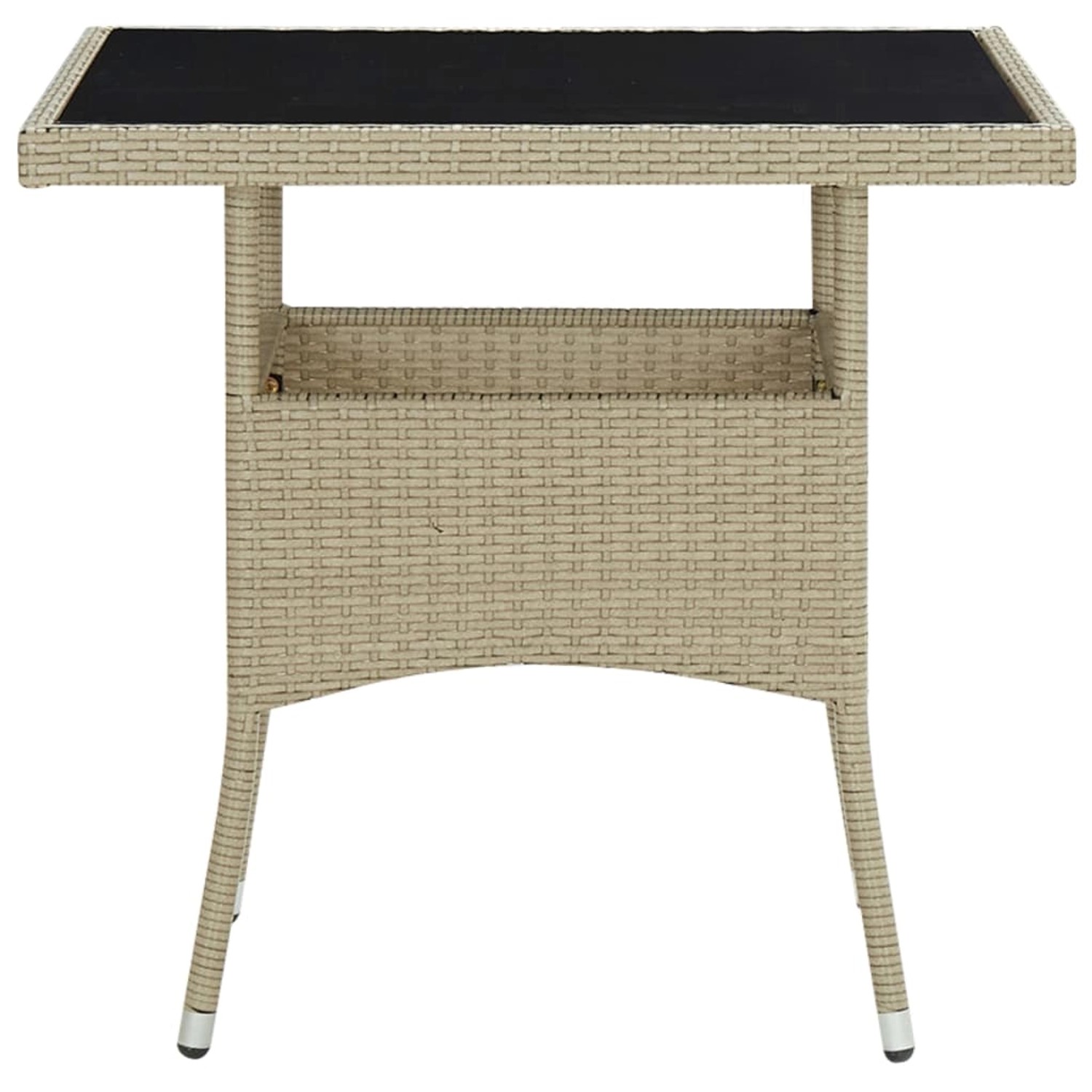 Beige Garten-Essgruppe: Tisch mit Glasplatte und Rattan-Optik, Teil der 5-tlg. vidaXL-Garnitur.