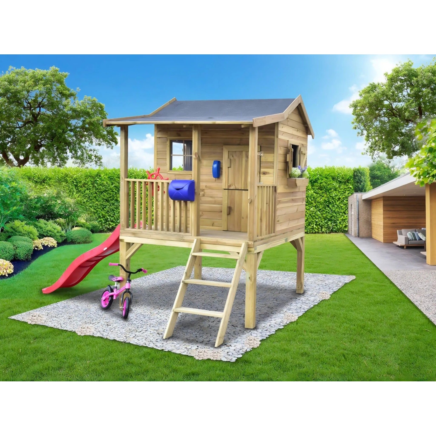 Prestige Garden Stelzenhaus Saloon XL KDI Rutsche Rot