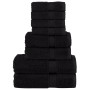 vidaXL 8-teiliges Handtuch-Set, schwarz, aus 100% Baumwolle (Gästetücher, Handtücher, Duschtücher)