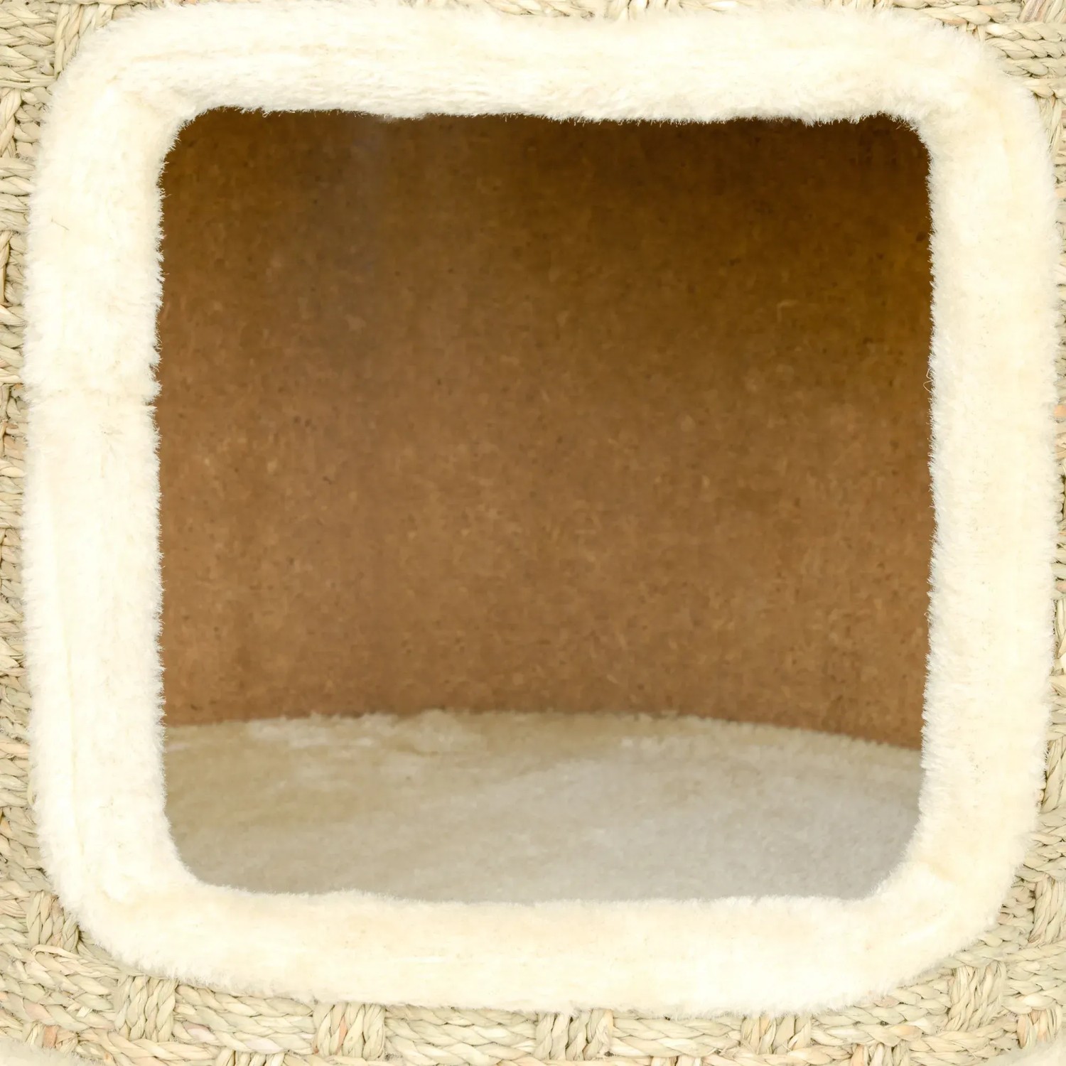 Detailansicht: Khaki PawHut Kratztonne/Kratzbaum mit Sisal und Plüsch