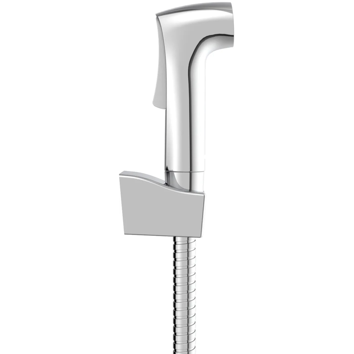 Wenko Bidet-Set Watersaving, Chrom, mit Brausekopf, Schlauch und Wandhalterung.