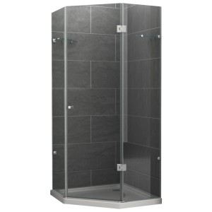 5-Eck Duschkabine Klarglas, 90x90x190 cm, DIN Rechts, mit Duschwanne.