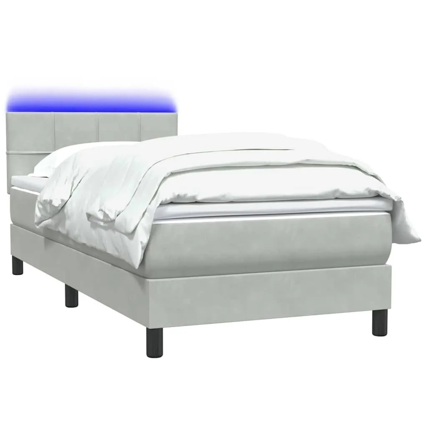 vidaXL Boxspringbett mit Matratze & LED Hellgrau 90x220 cm Samt 3316911 günstig online kaufen