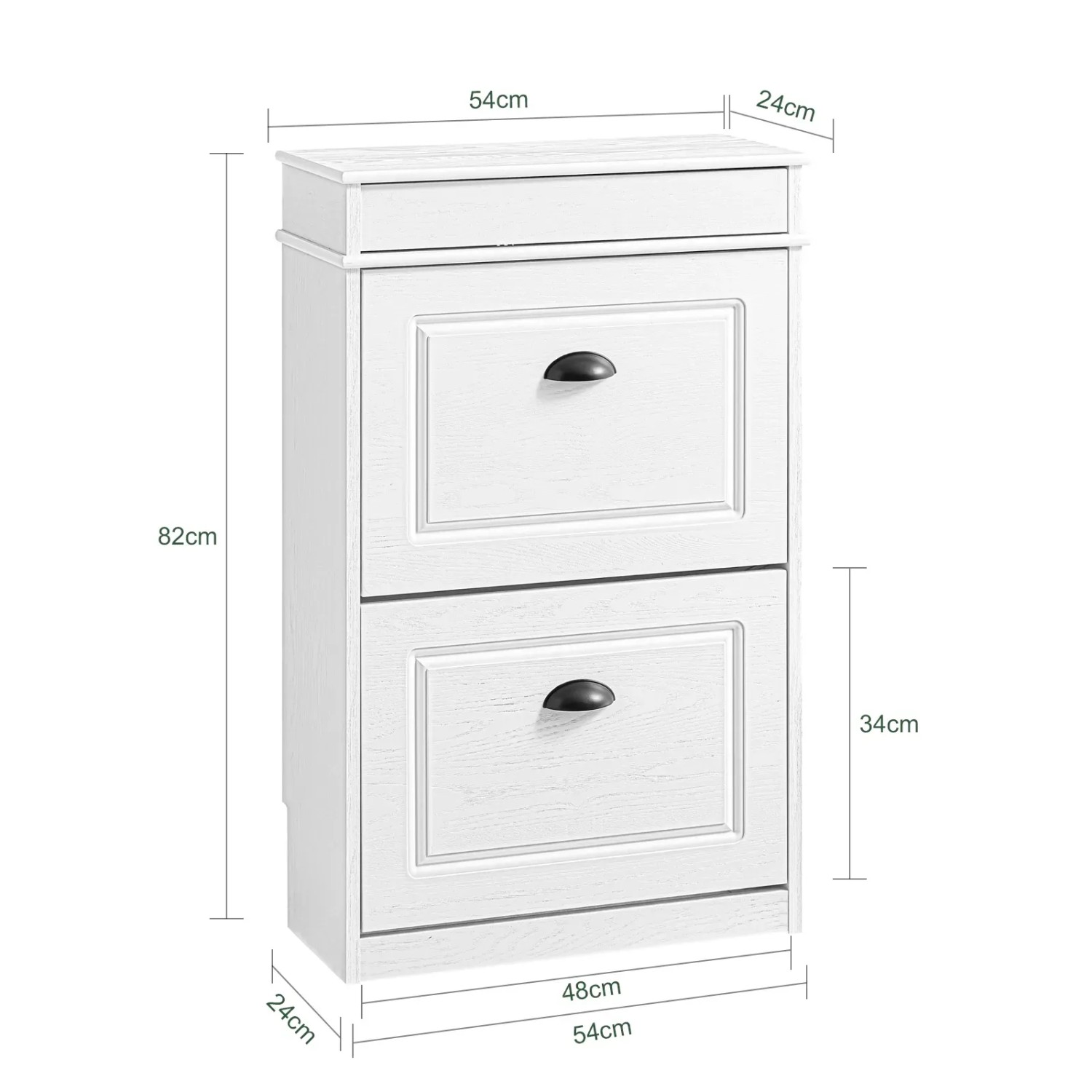 Weißer, schmaler SoBuy Schuhschrank mit 2 Klappen und Schublade, 54x82x24cm. Ideal für Flur.