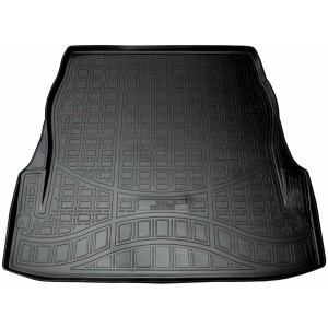 Schwarze Gummi Kofferraumwanne passgenau für Mercedes S Klasse W222 ab 2013.