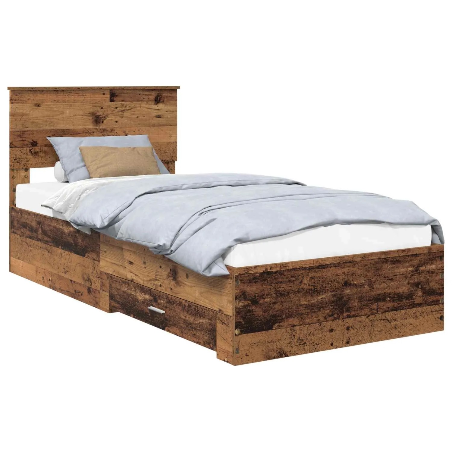 vidaXL Bettrahmen mit Kopfteil Altholz 90 x 190 cm Holzwerkstoff 3410956
