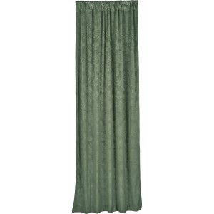 Dunkelgrüner Fenstervorhang mit Blattmuster, 2 Stück, lichtundurchlässig.