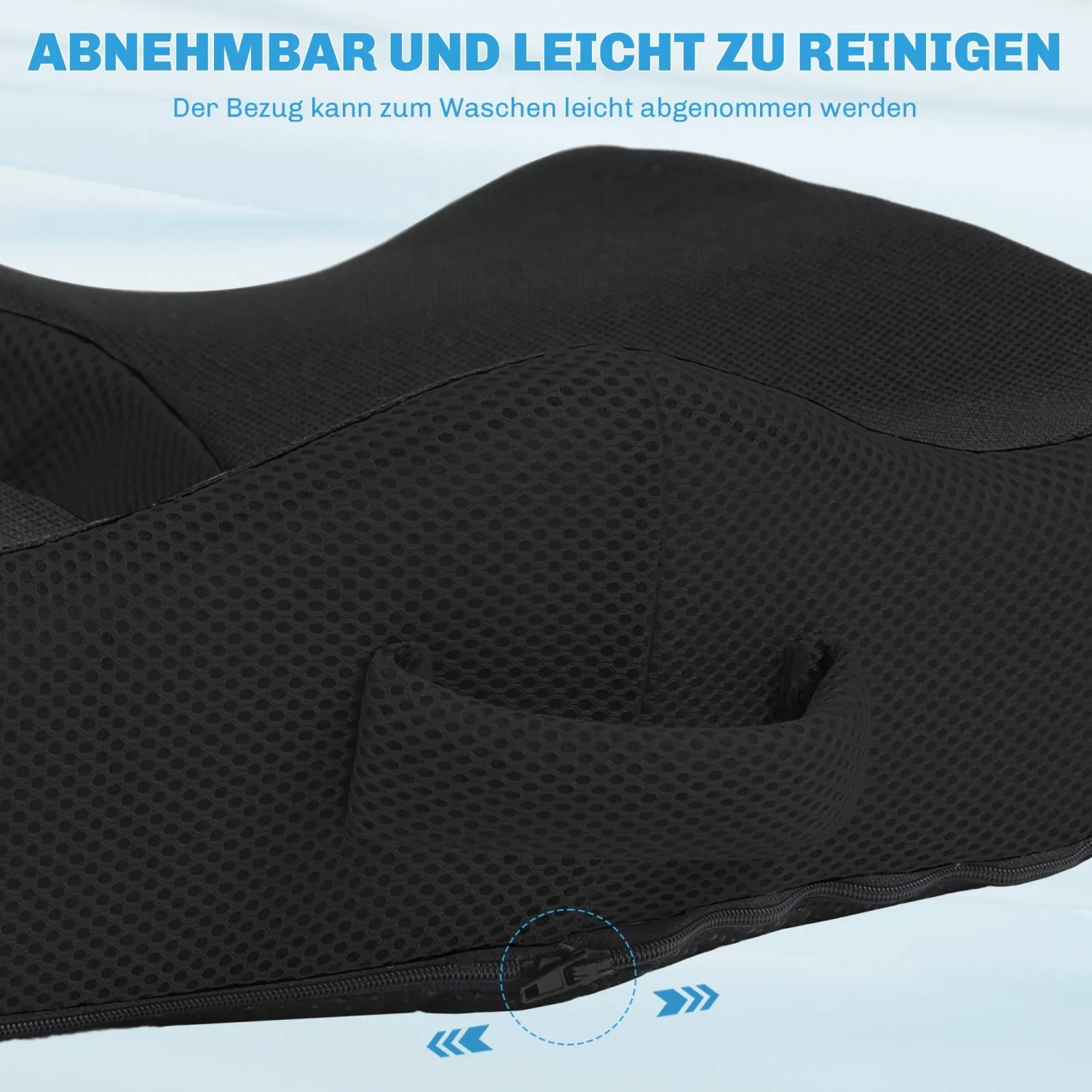 Schwarzes, orthopädisches Sitzkissen von HOMCOM aus Polyester mit abnehmbarem Bezug.