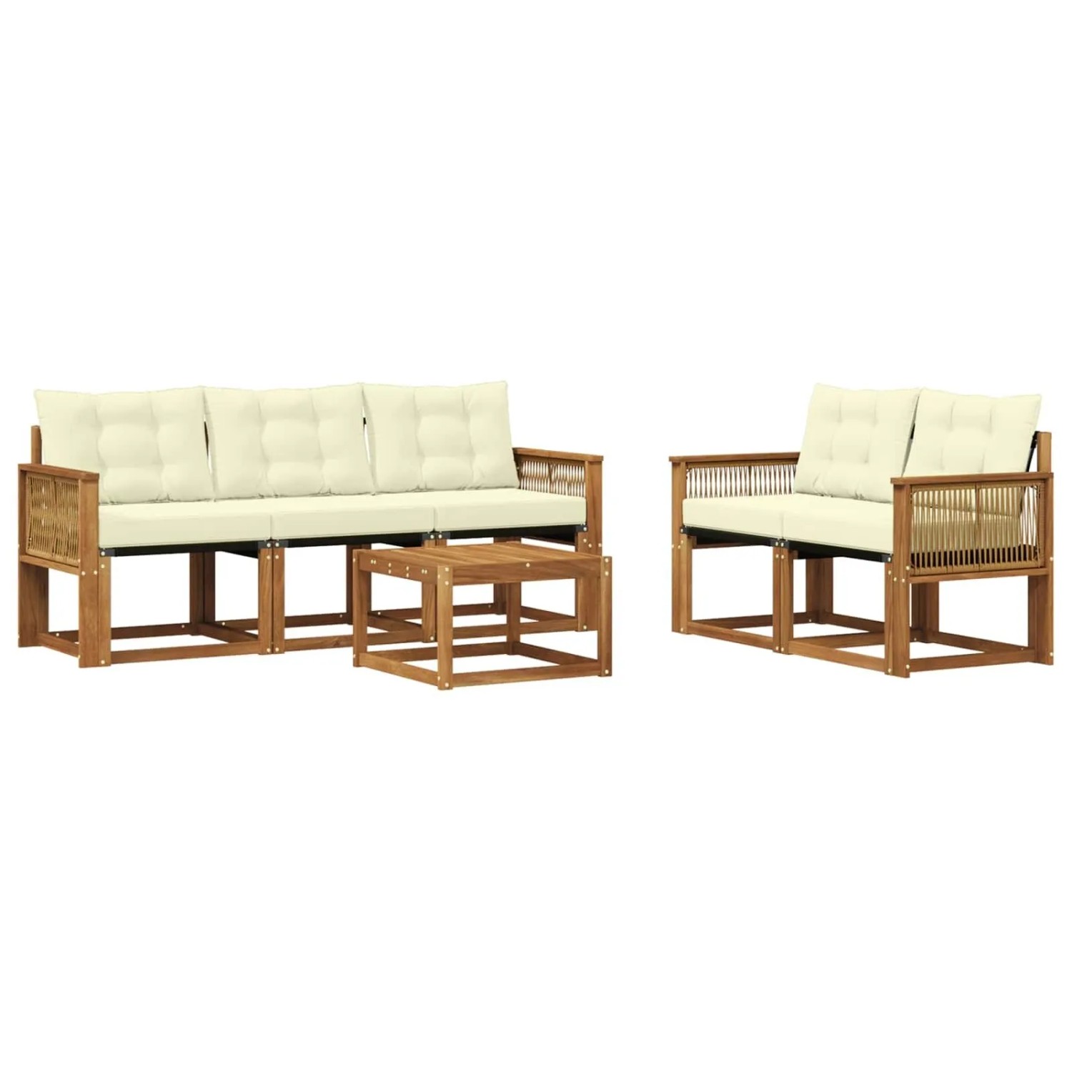 vidaXL Outdoor-Sofagarnitur mit Kissen 6 Stk Natur und Creme 3381778