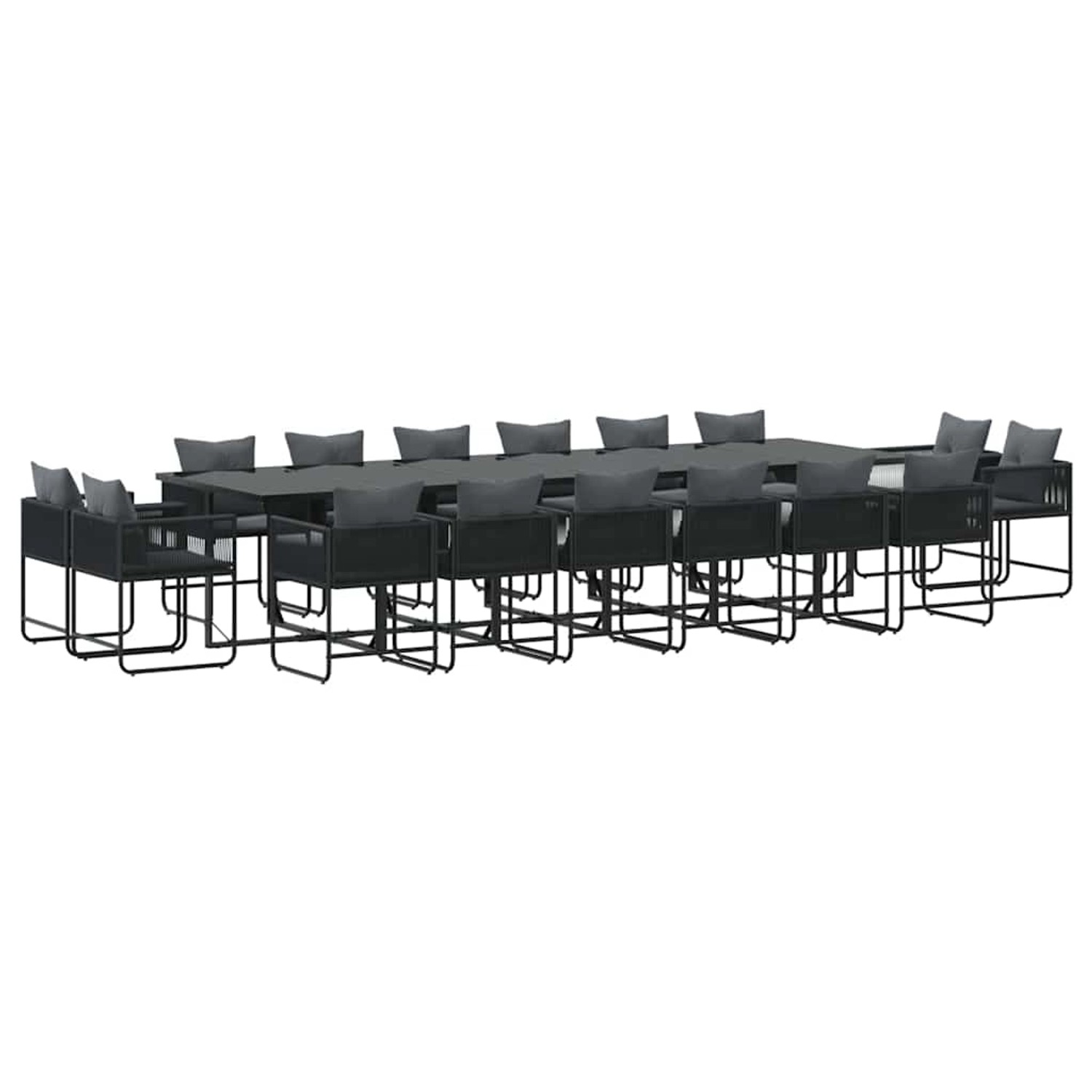 vidaXL Garten Essgruppe 17-Tlg Schwarz Stahl 3335887 günstig online kaufen